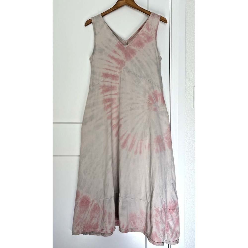 PACT Dress Organic Cotton Midi Tie Dye Boho Groovy Hippie Granola Sustainable-L